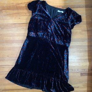 LOFT Velvet red and blue flower dress